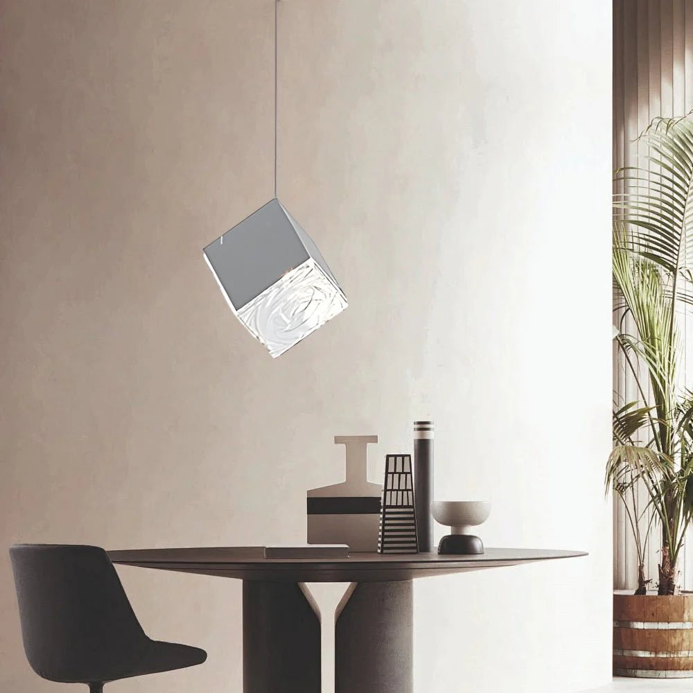 1/3/6/9-Light Multi Glass Ice Cube Metallic Staircase Chandelier - XYlight