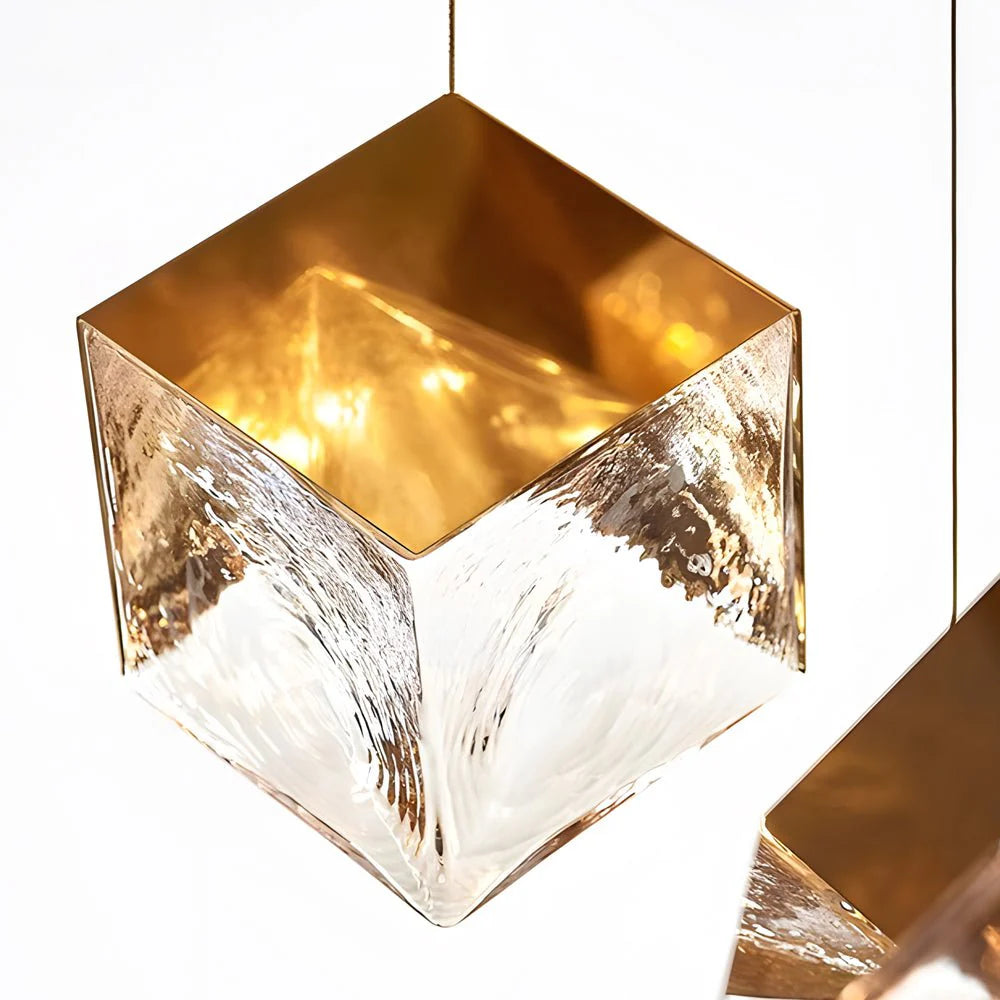 1/3/6/9-Light Multi Glass Ice Cube Metallic Staircase Chandelier - XYlight