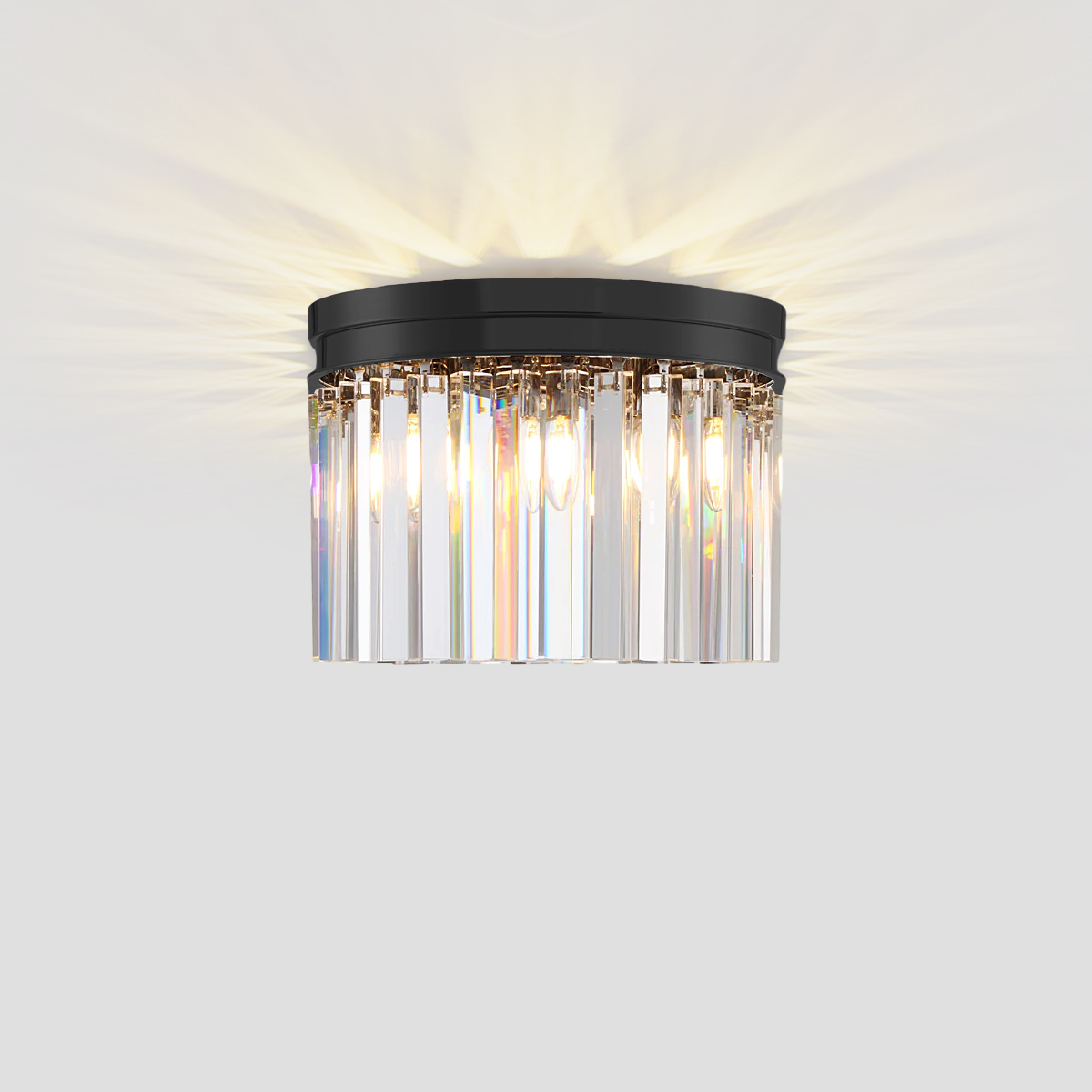 Olmavor 1920s-Style 1-Tier Crystal Round Flush Mount - XYlight