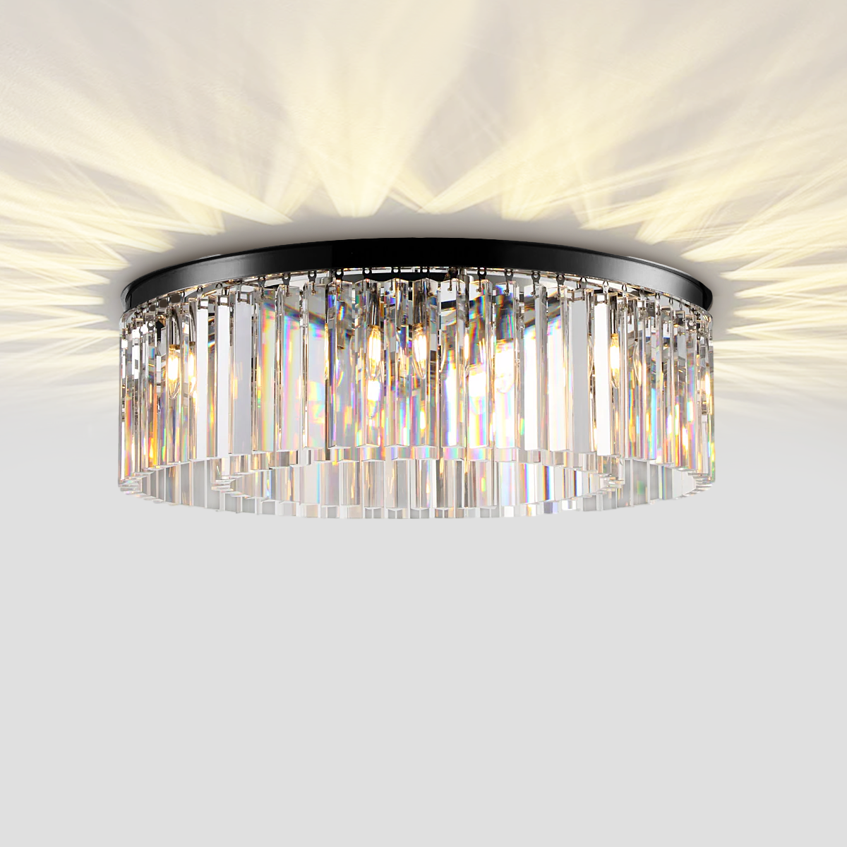 Olmavor 1920s-Style 1-Tier Crystal Round Flush Mount - XYlight