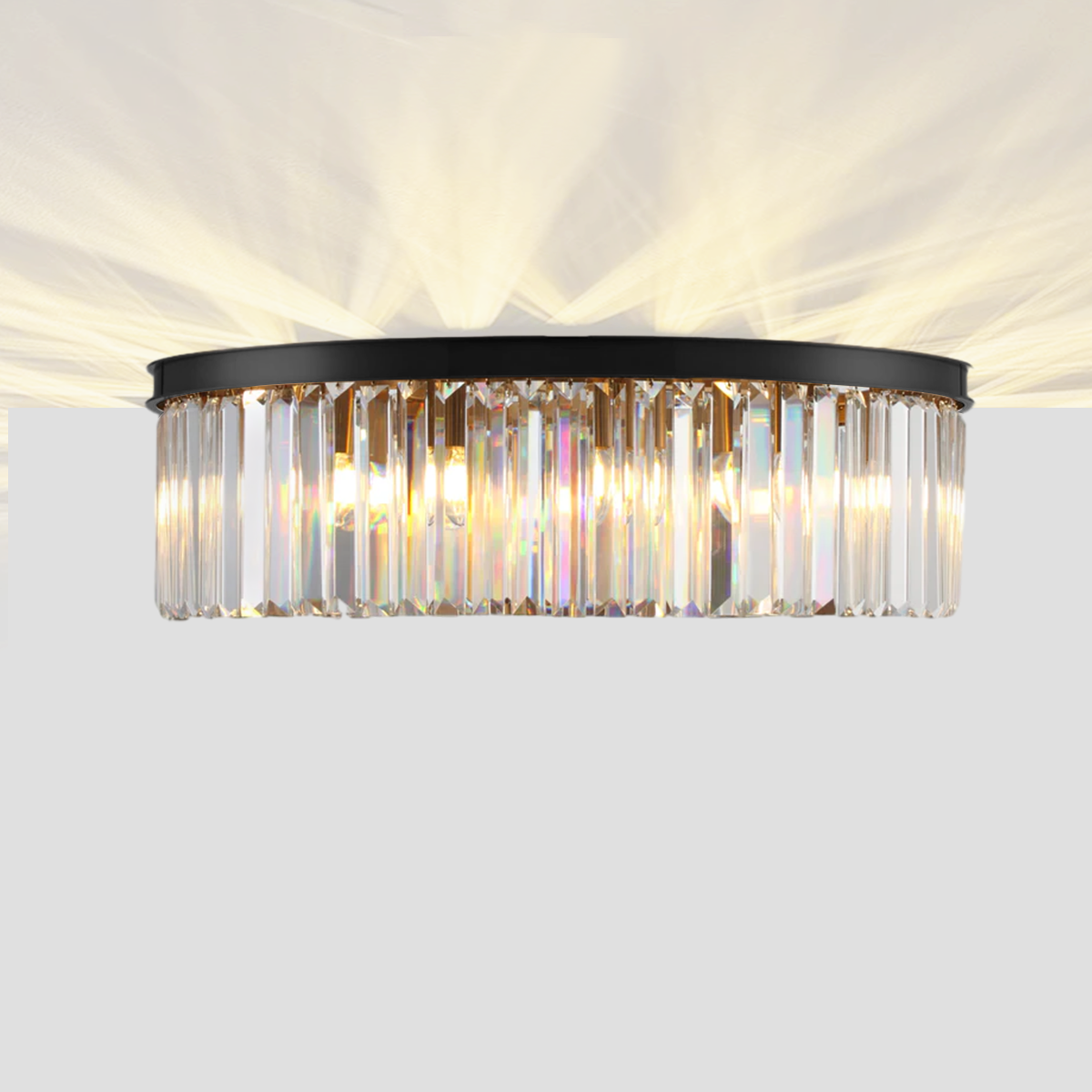 Olmavor 1920s-Style 1-Tier Crystal Round Flush Mount - XYlight