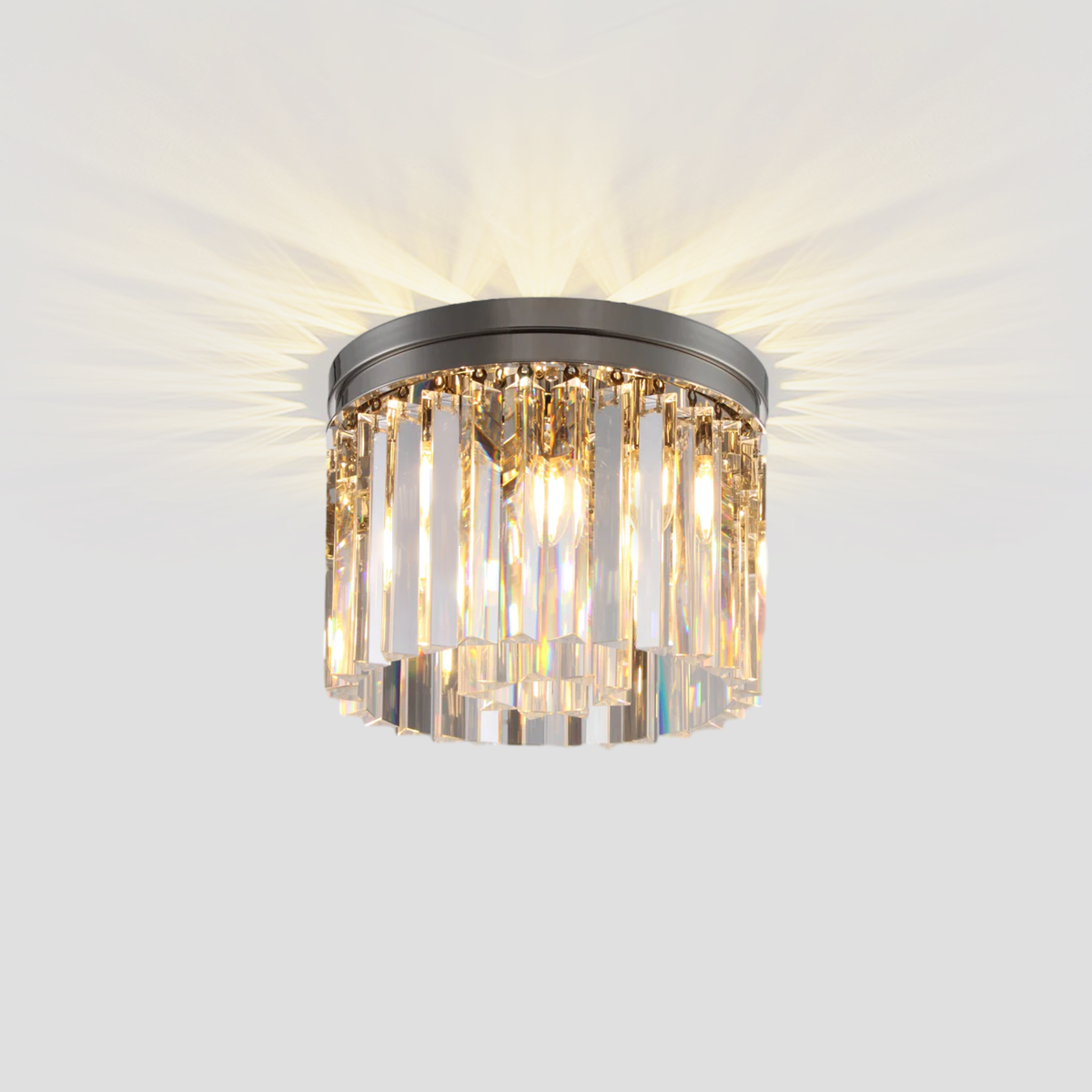 Olmavor 1920s-Style 1-Tier Crystal Round Flush Mount - XYlight