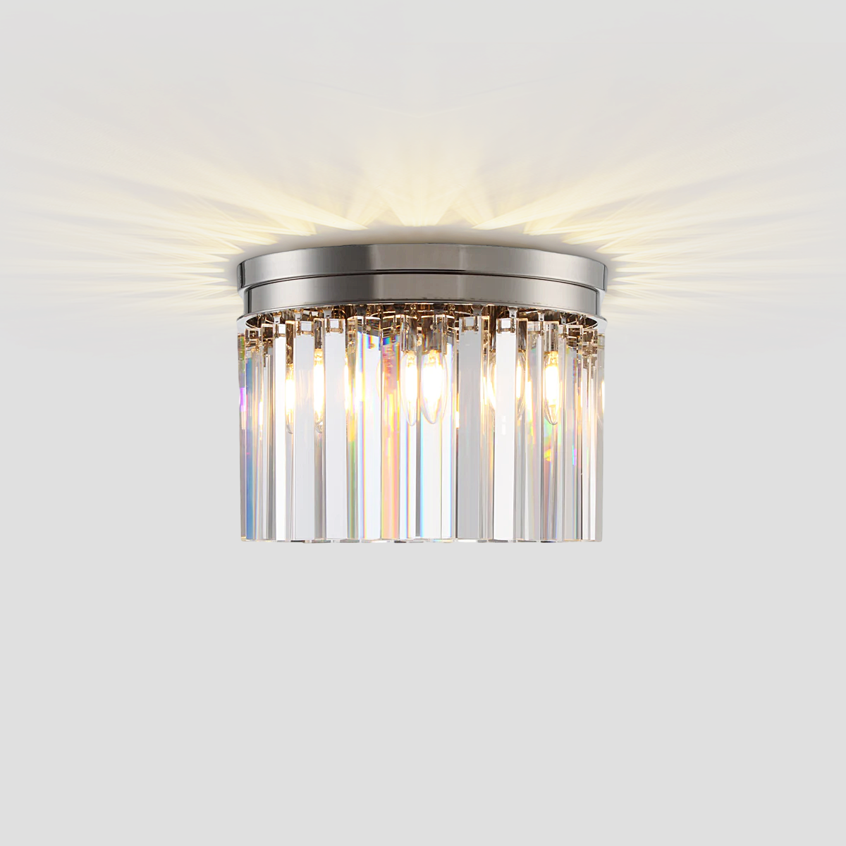 Olmavor 1920s-Style 1-Tier Crystal Round Flush Mount - XYlight