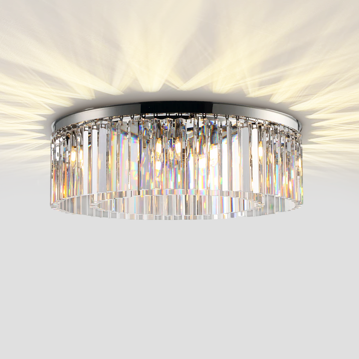 Olmavor 1920s-Style 1-Tier Crystal Round Flush Mount - XYlight