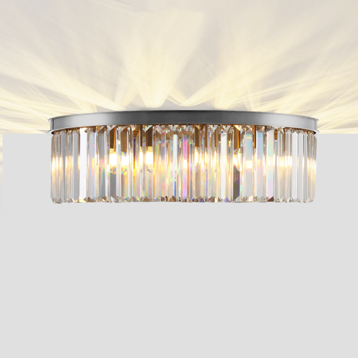 Olmavor 1920s-Style 1-Tier Crystal Round Flush Mount - XYlight