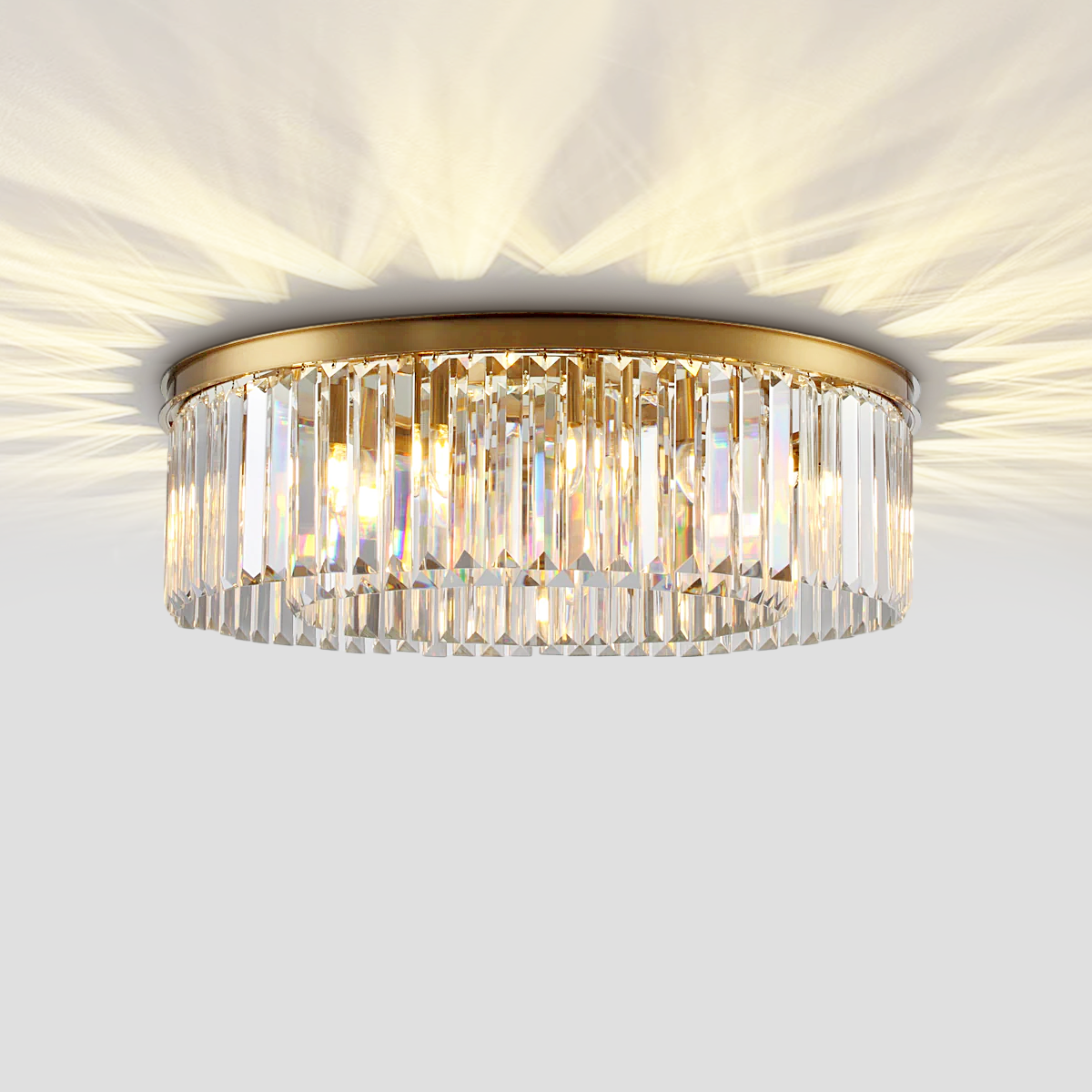 Olmavor 1920s-Style 1-Tier Crystal Round Flush Mount - XYlight