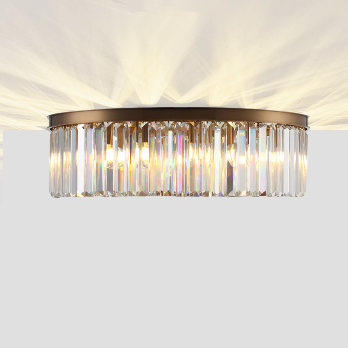 Olmavor 1920s-Style 1-Tier Crystal Round Flush Mount - XYlight