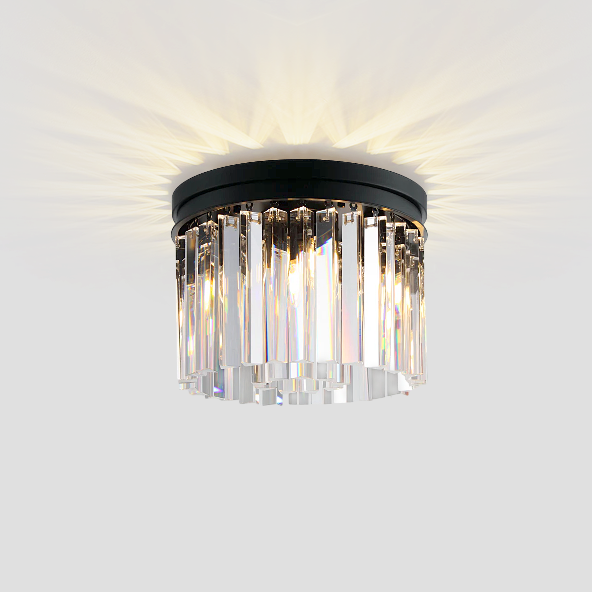 Olmavor 1920s-Style 1-Tier Crystal Round Flush Mount - XYlight