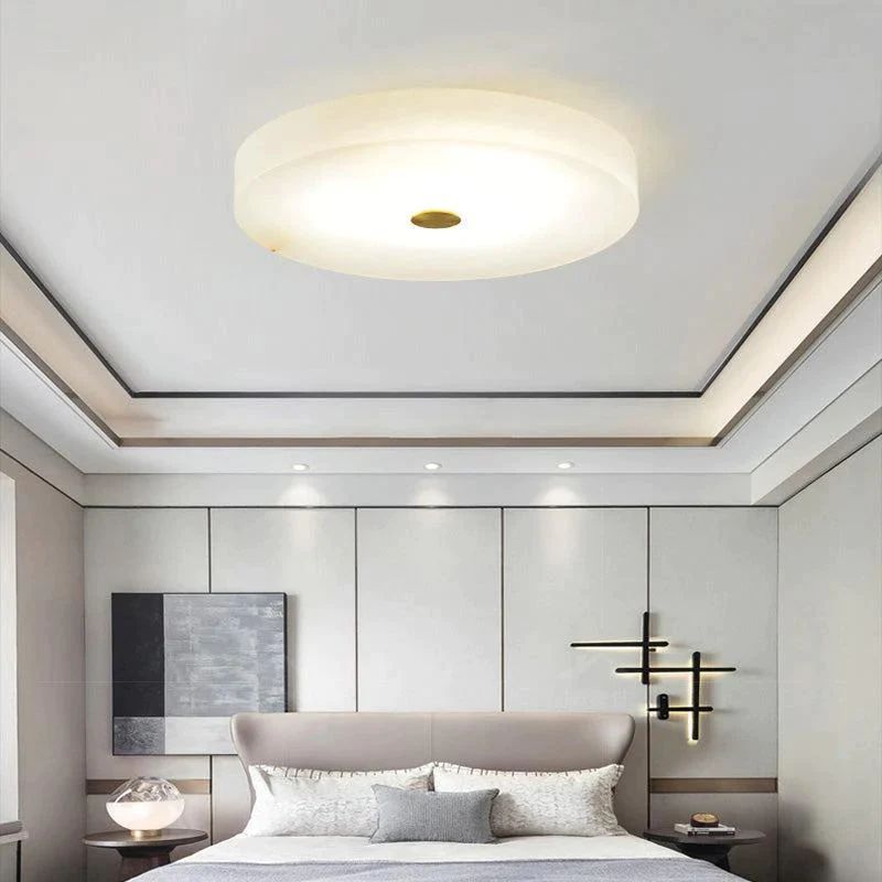 Alabaster Flush Mounted Round Led Chandelier - XYlight