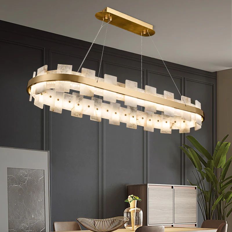 Alabaster Glo Modern Oval Chandelier - XYlight