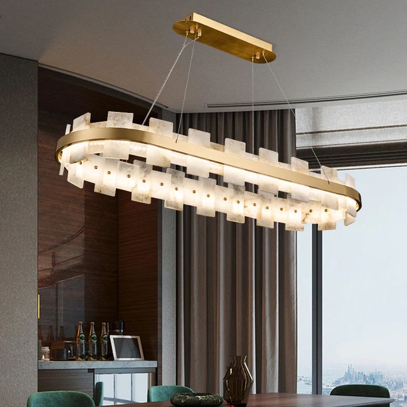 Alabaster Glo Modern Oval Chandelier - XYlight