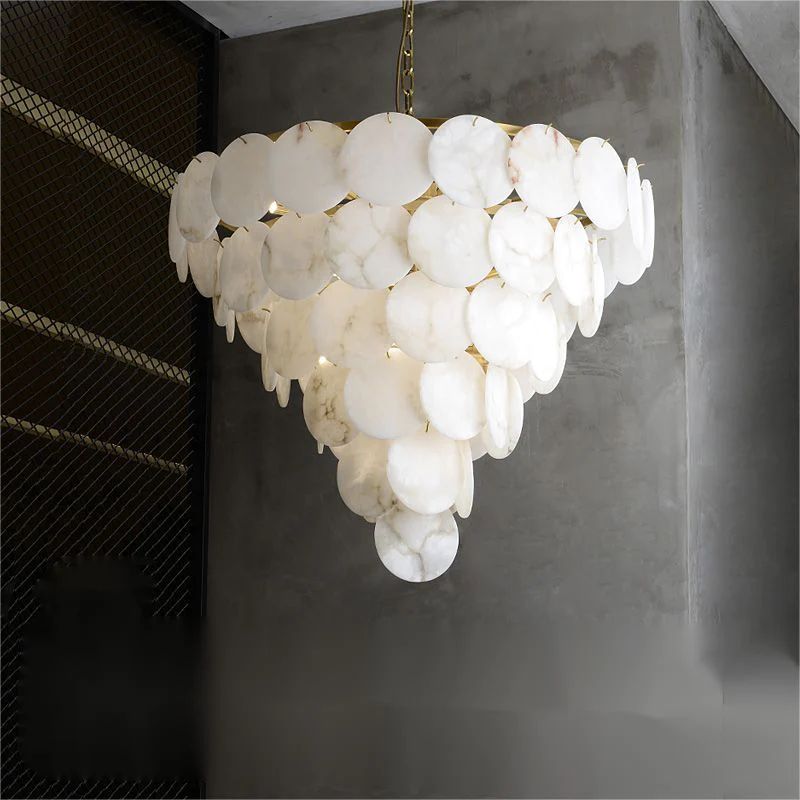 Alabaster Magnolia Multi-Tiered Round Chandelier - XYlight