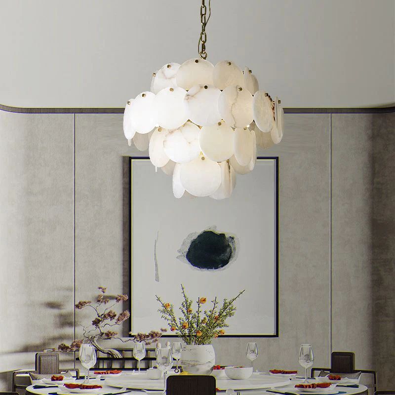 Alabaster Magnolia Multi-Tiered Round Chandelier - XYlight