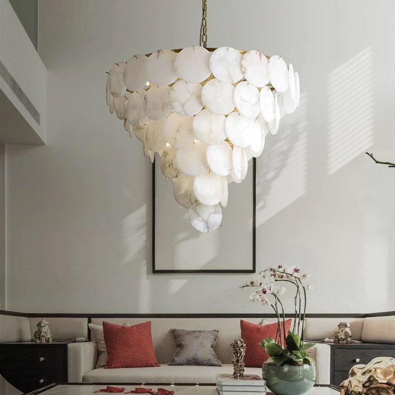 Alabaster Magnolia Multi-Tiered Round Chandelier - XYlight
