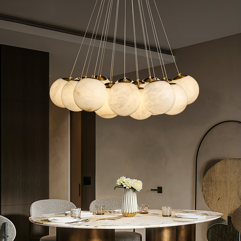 Alabaster Round Art Pendant Light - XYlight