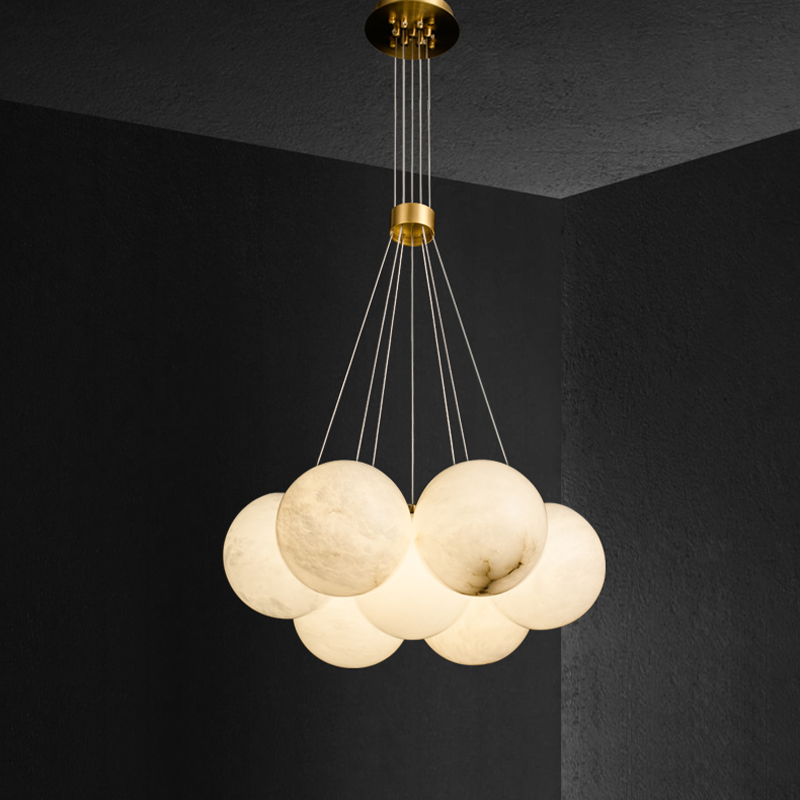 Alabaster Round Art Pendant Light - XYlight