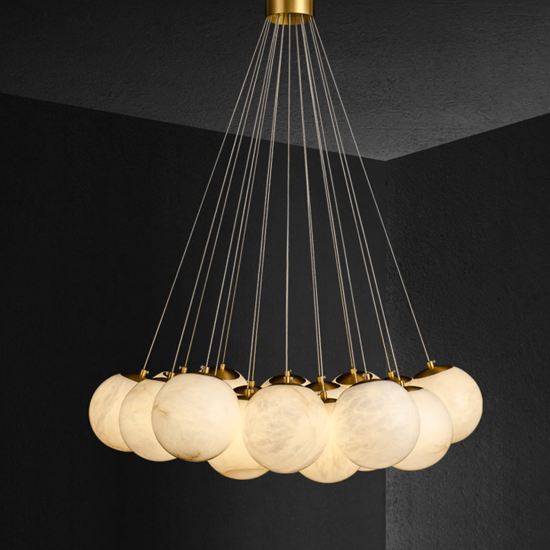 Alabaster Round Art Pendant Light - XYlight