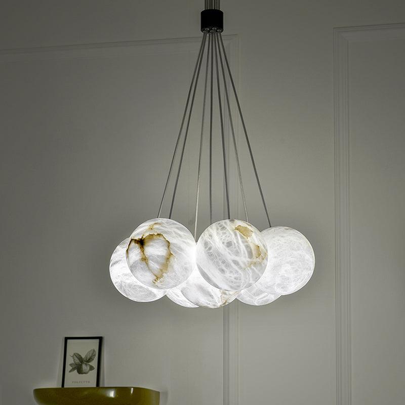 Alabaster Round Art Pendant Light - XYlight