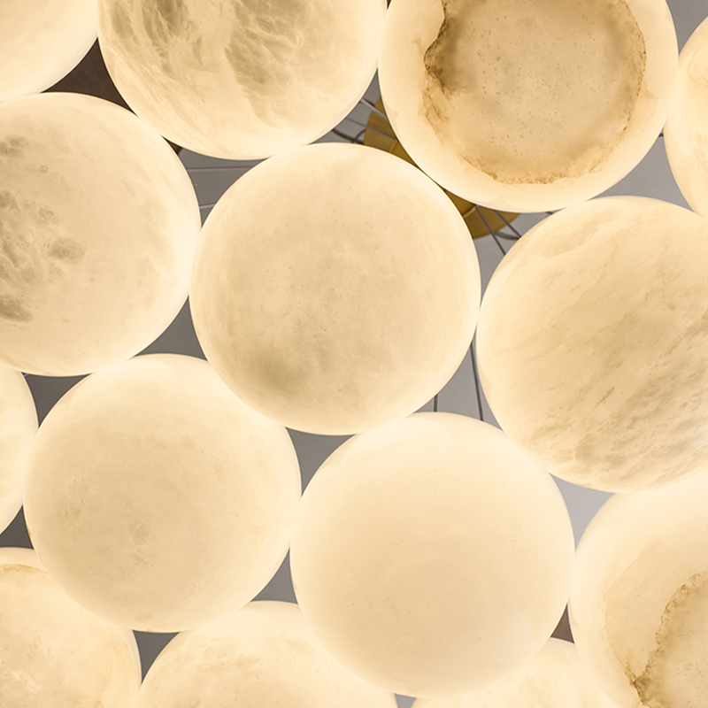 Alabaster Round Art Pendant Light - XYlight