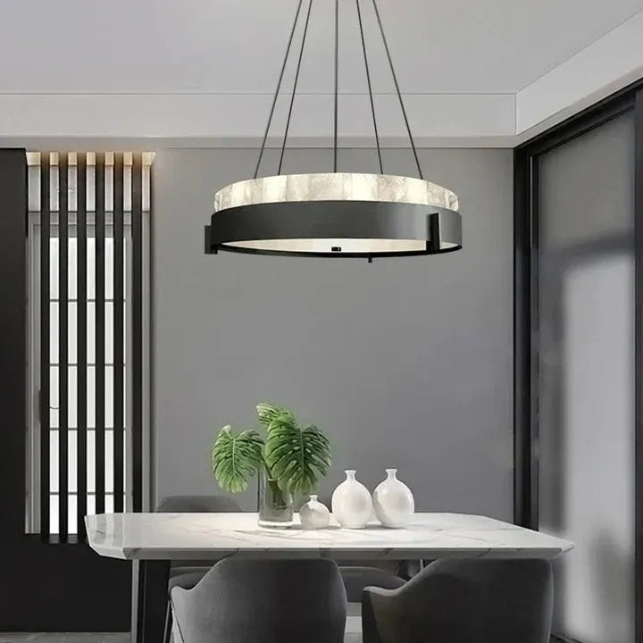 Alabaster Round LED Metal Chandelier - XYlight