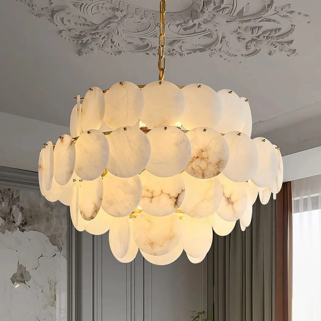 Alabaster Tusrsic Petal Cluster 4 Tier Chandelier - XYlight