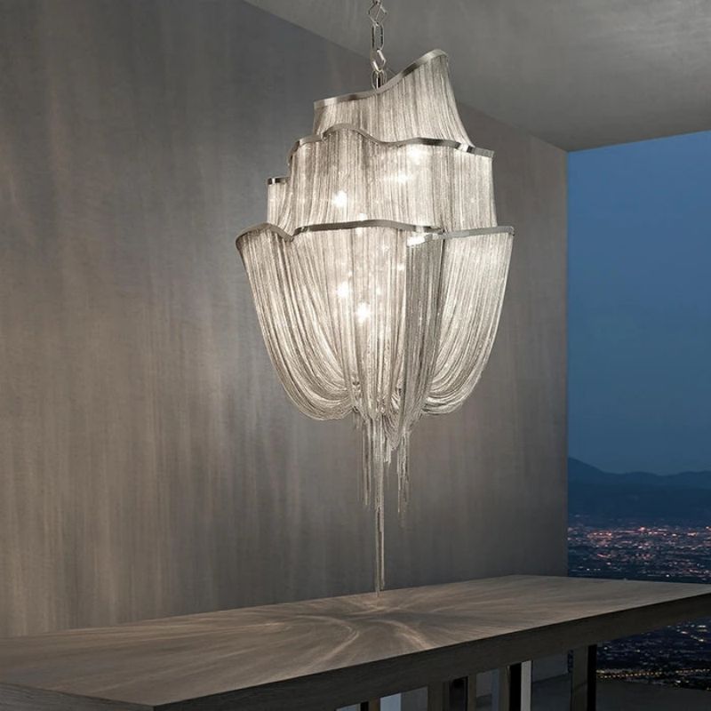 Aluminum Modern Chain Tassel Chandelier