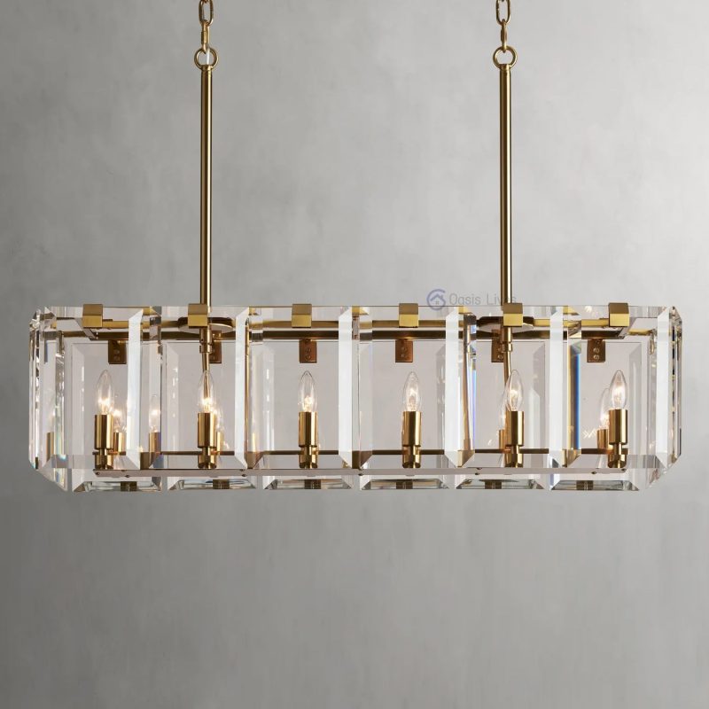 Amalven Faceted Crystal Rectangular Chandelier
