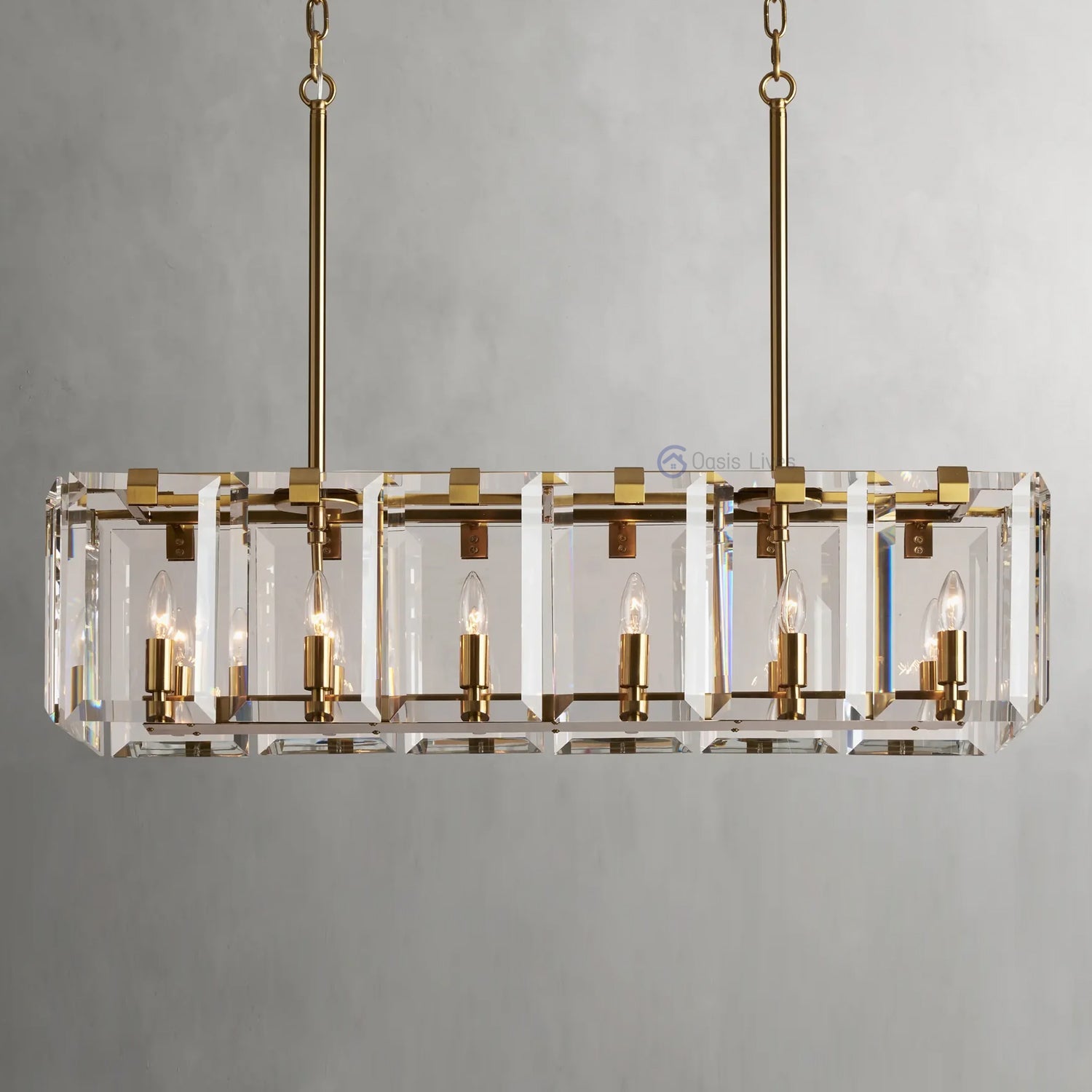Amalven Faceted Crystal Rectangular Chandelier - XYlight