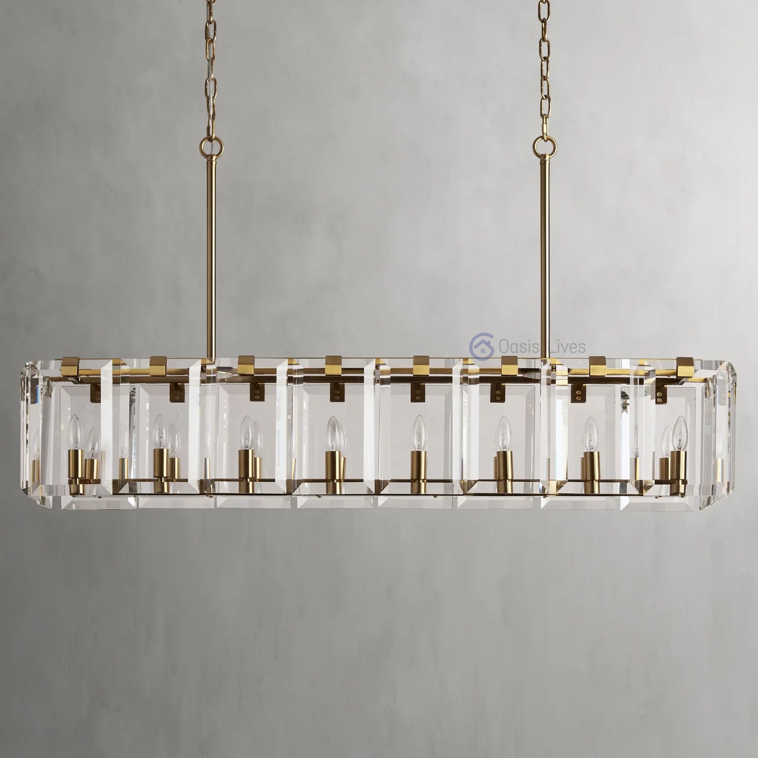 Amalven Faceted Crystal Rectangular Chandelier - XYlight