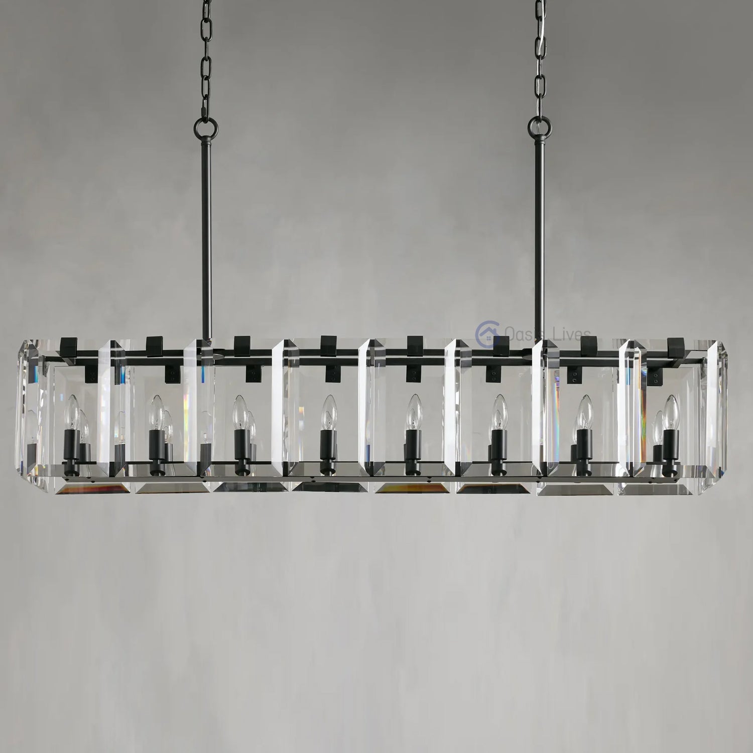Amalven Faceted Crystal Rectangular Chandelier - XYlight