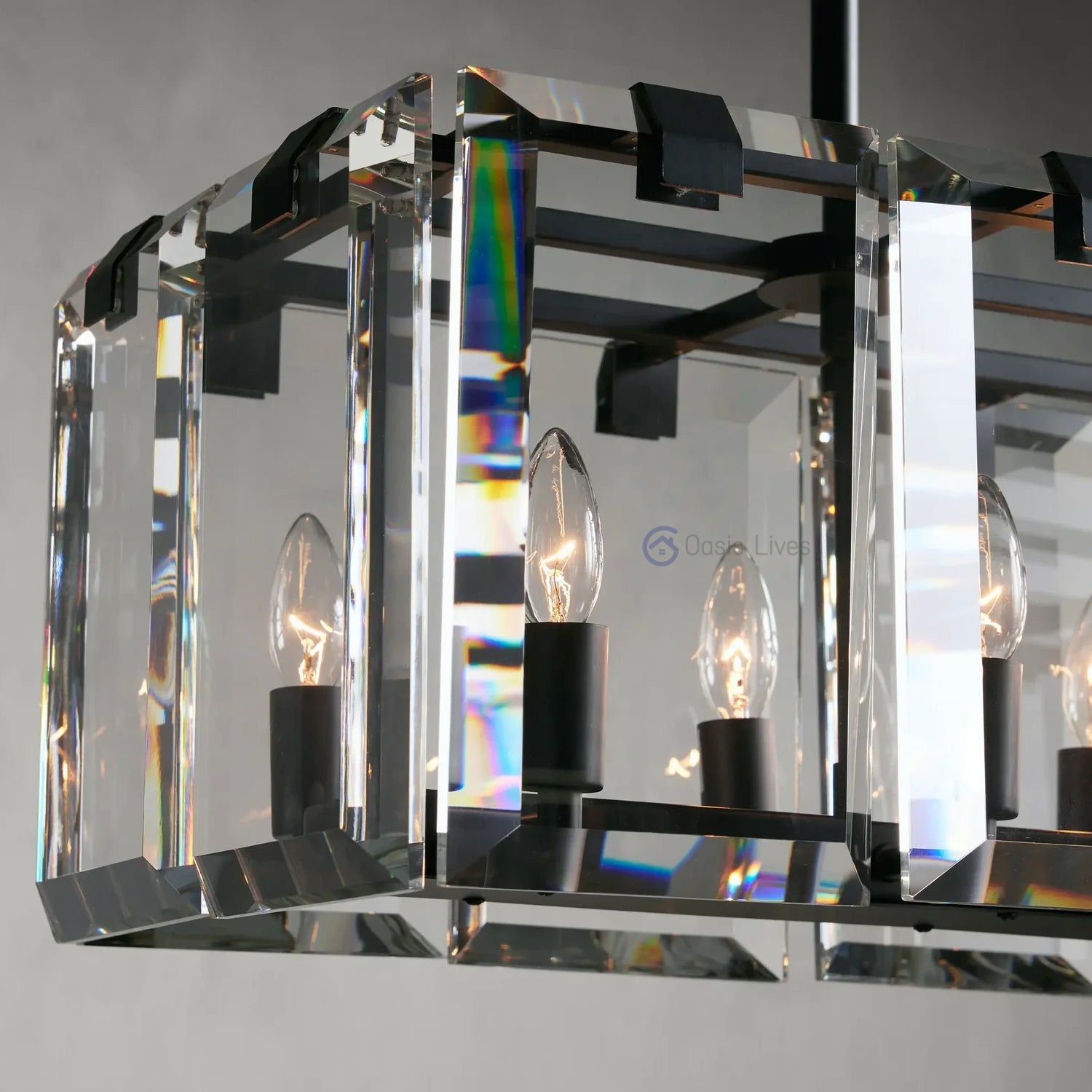 Amalven Faceted Crystal Rectangular Chandelier - XYlight