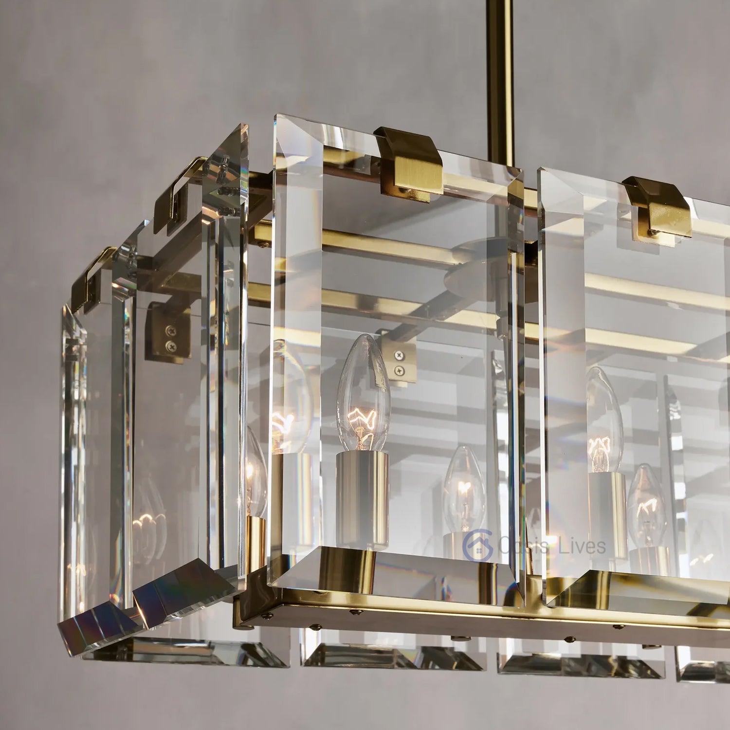 Amalven Faceted Crystal Rectangular Chandelier - XYlight