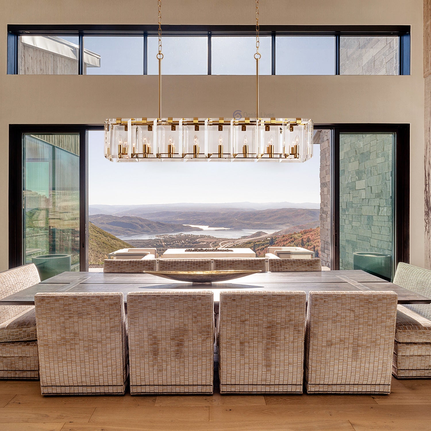 Amalven Faceted Crystal Rectangular Chandelier - XYlight