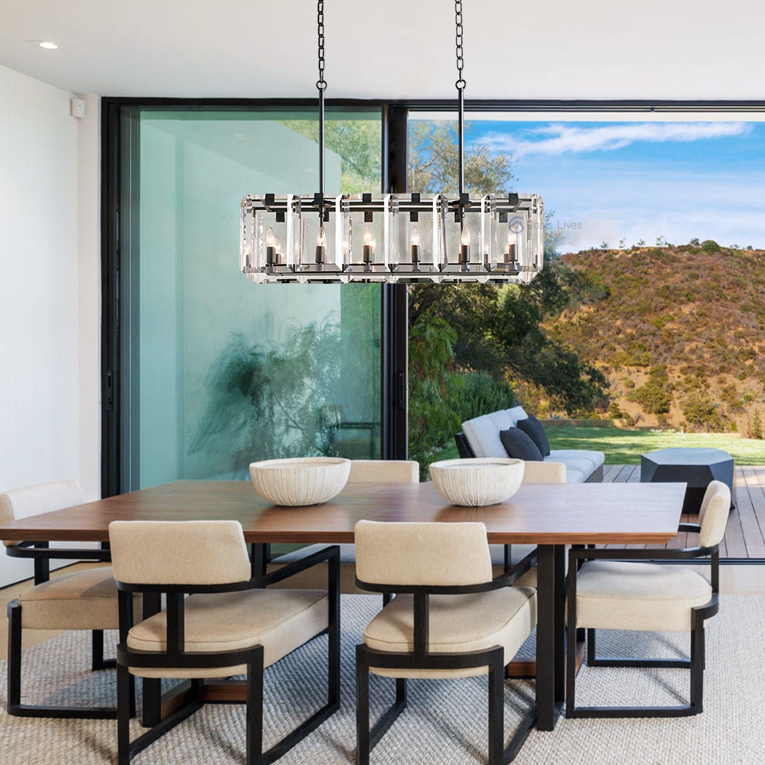 Amalven Faceted Crystal Rectangular Chandelier - XYlight