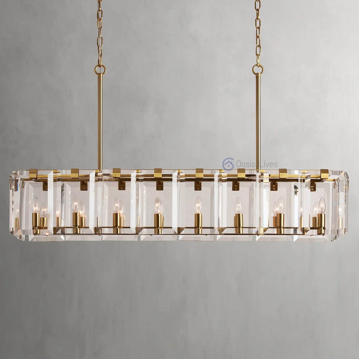 Amalven Faceted Crystal Rectangular Chandelier - XYlight