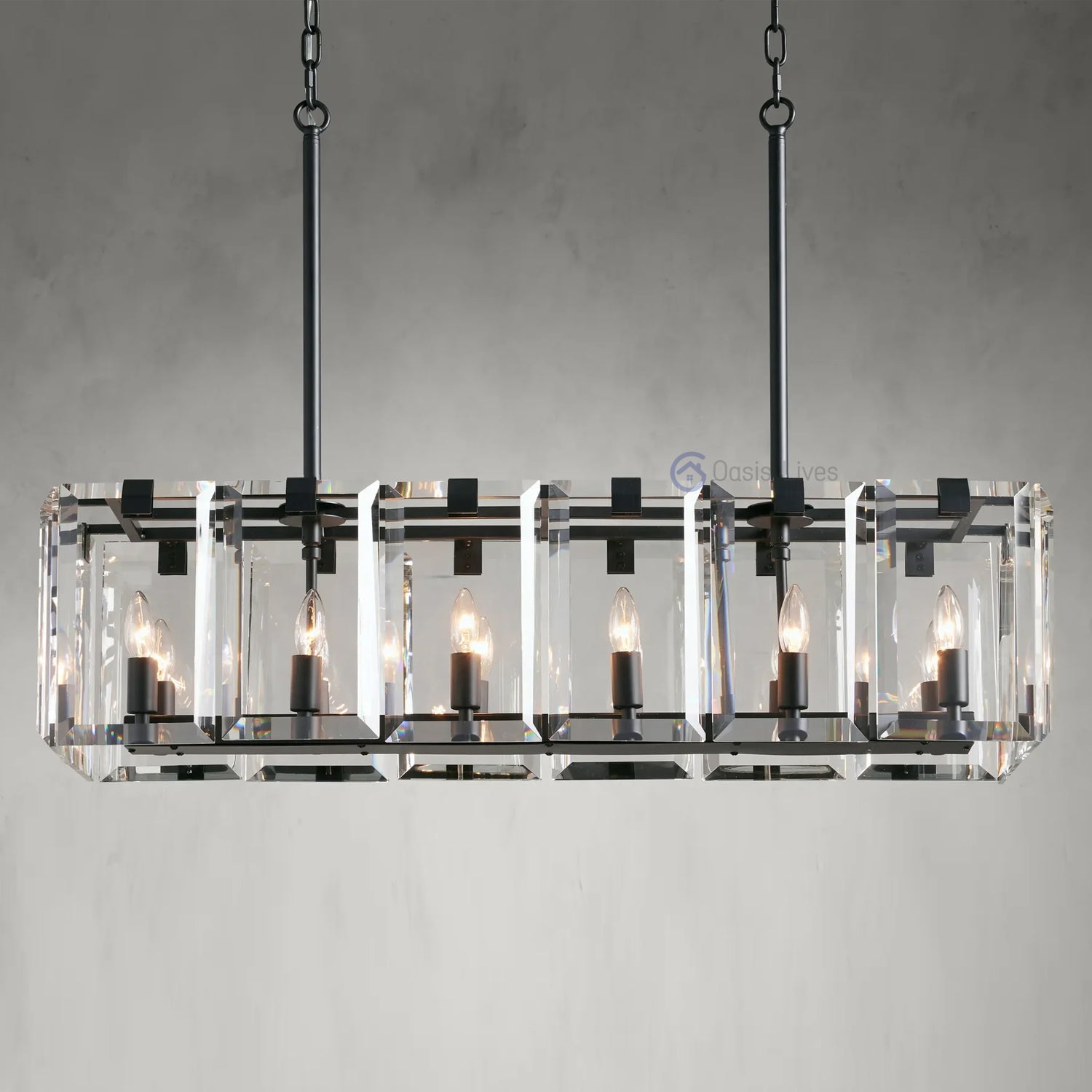 Amalven Faceted Crystal Rectangular Chandelier - XYlight