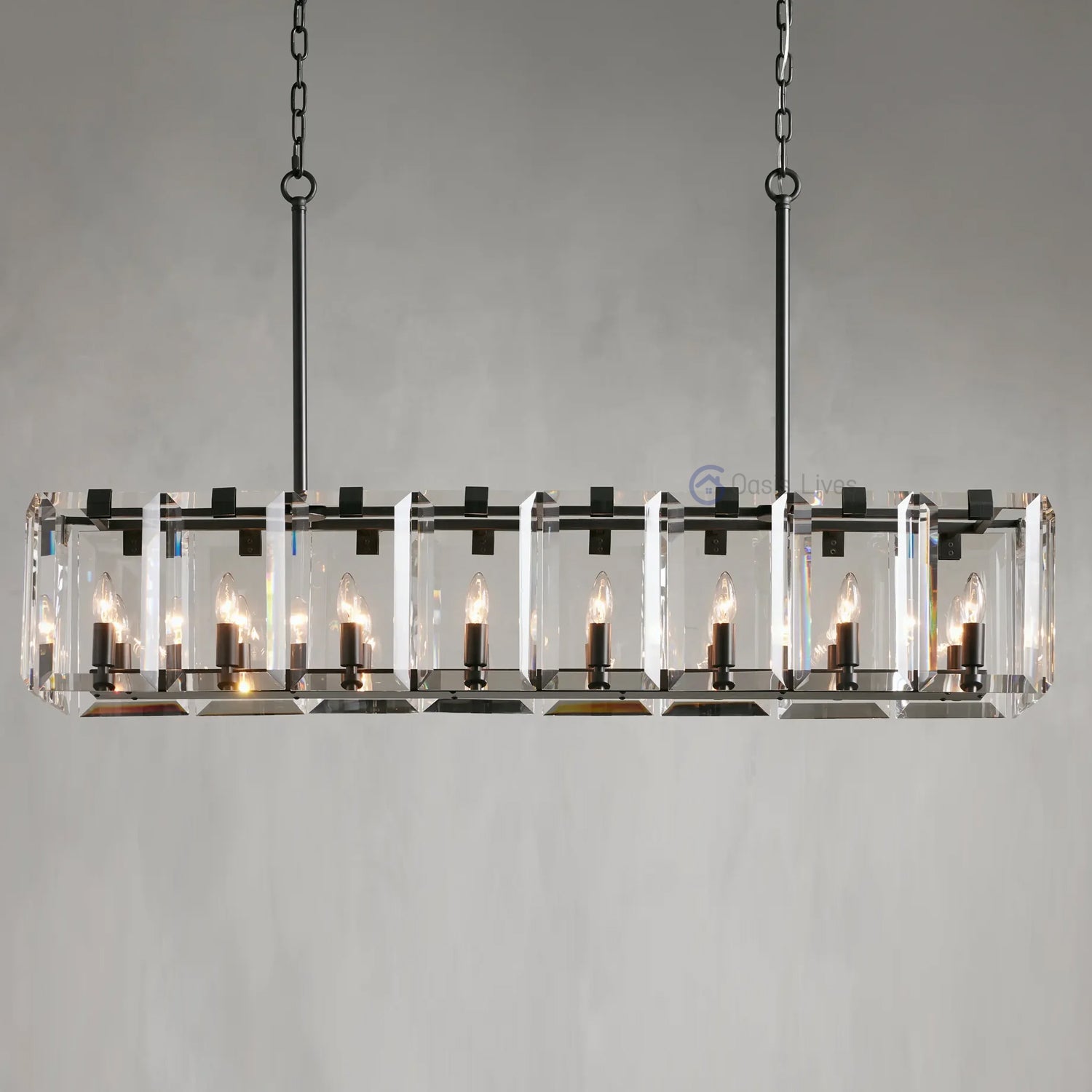 Amalven Faceted Crystal Rectangular Chandelier - XYlight