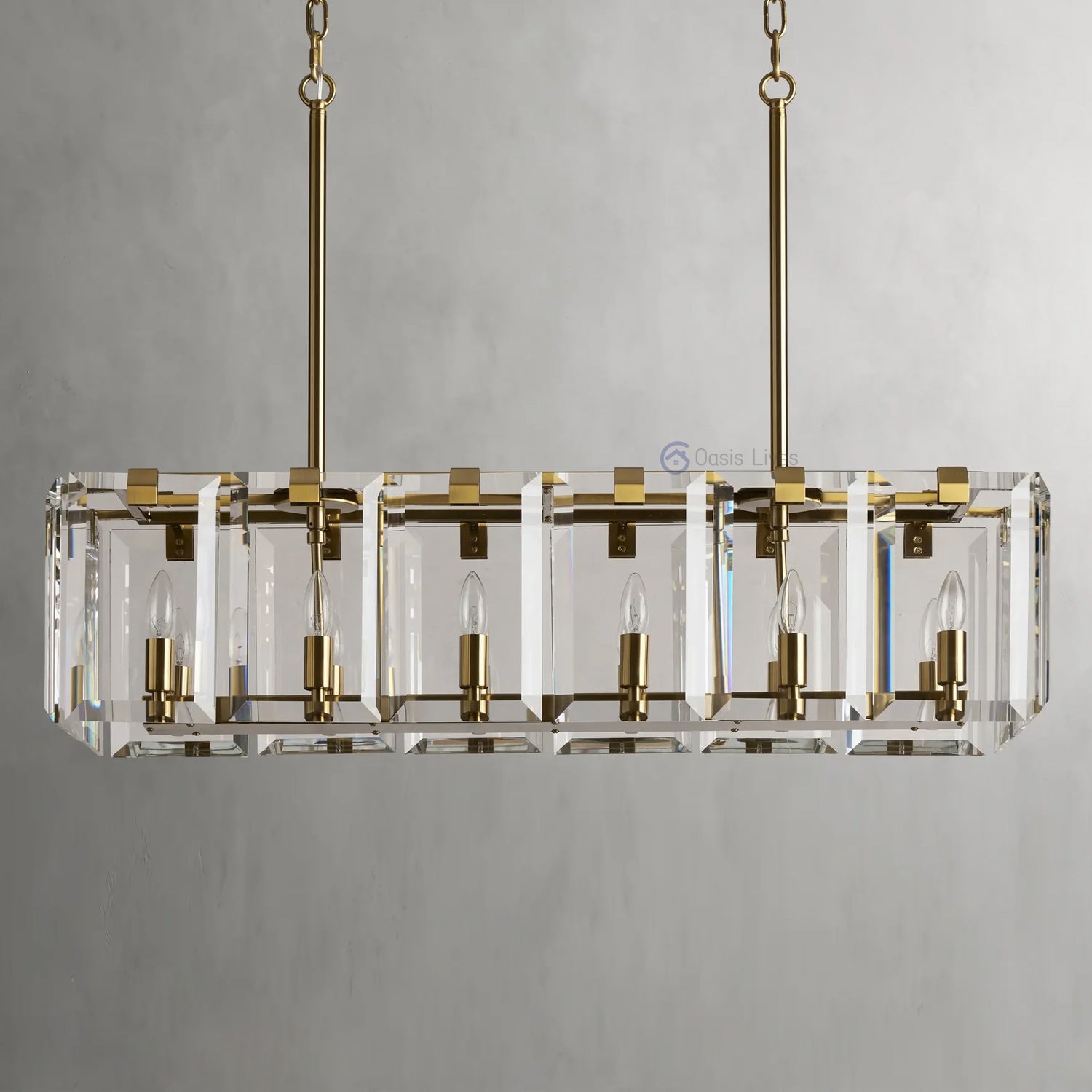Amalven Faceted Crystal Rectangular Chandelier - XYlight