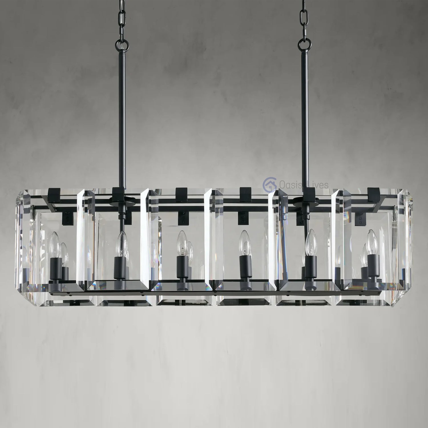 Amalven Faceted Crystal Rectangular Chandelier - XYlight