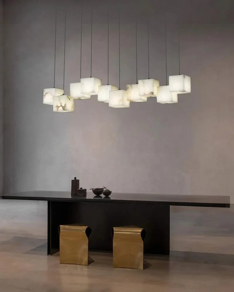 Aries Spanish Marble Cube Chandelier 10 Lights - XYlight