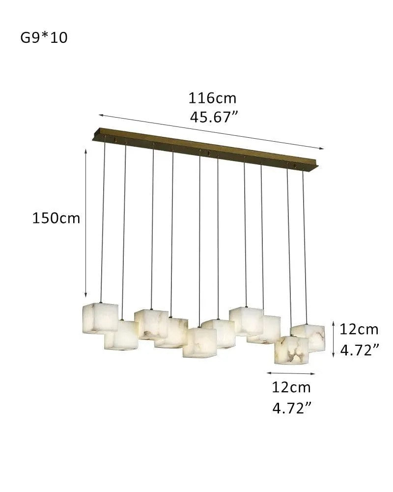 Aries Spanish Marble Cube Chandelier 10 Lights - XYlight