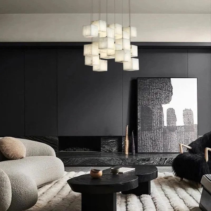 Aries Spanish Marble Cube Chandelier 18 Lights