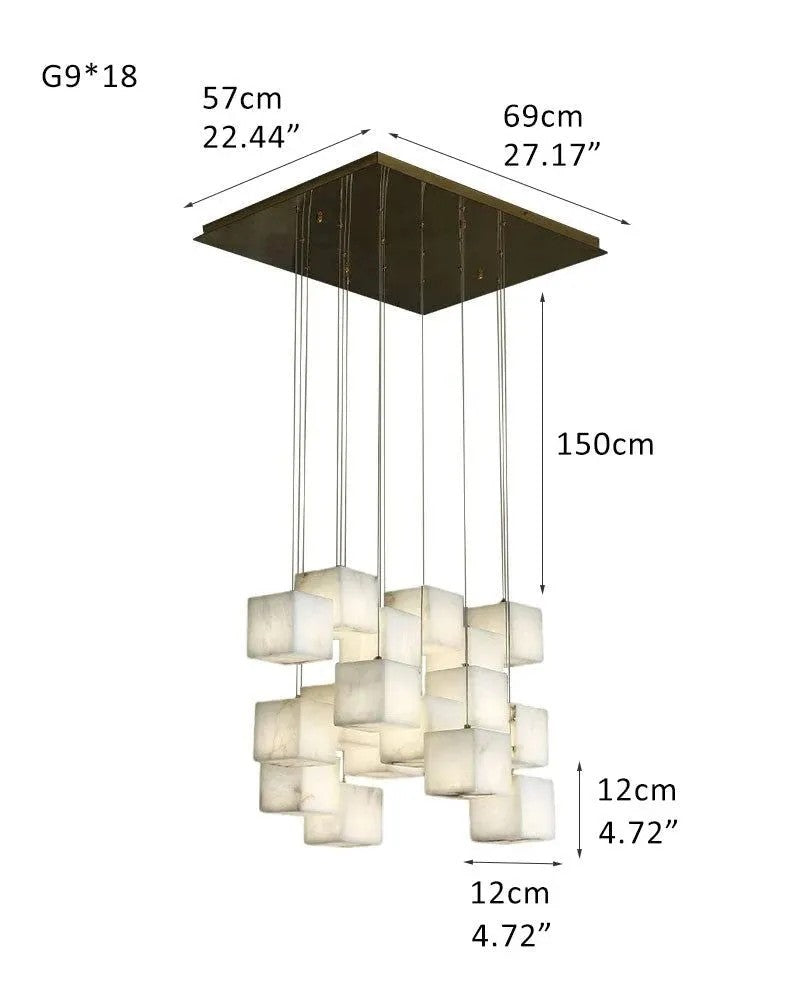 Aries Spanish Marble Cube Chandelier 18 Lights - XYlight