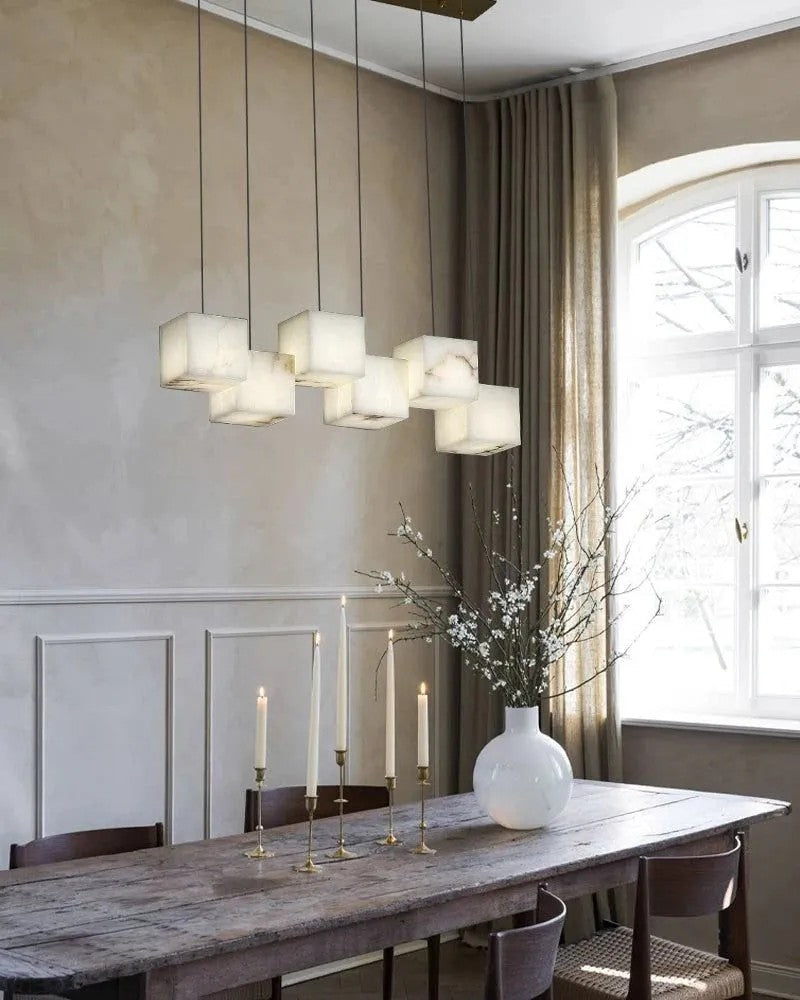 Aries Spanish Marble Cube Chandelier 6 Lights - XYlight