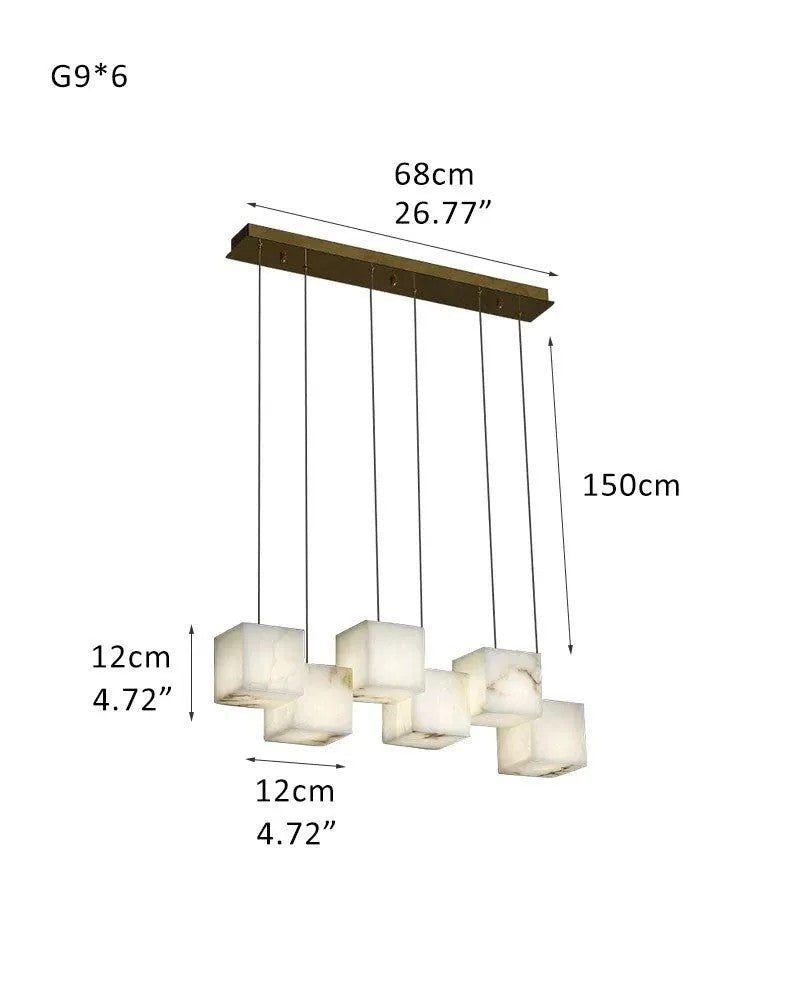 Aries Spanish Marble Cube Chandelier 6 Lights - XYlight