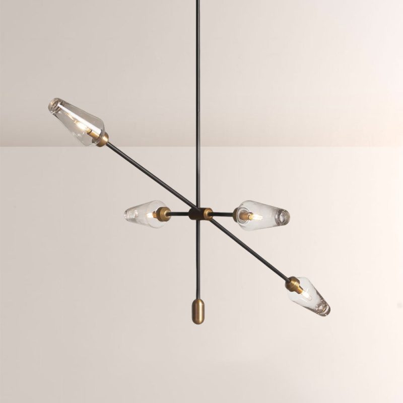 Arrow Bronze Glass Chandelier