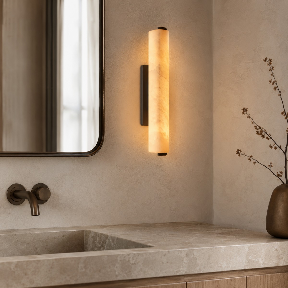 Aubrenor Modern Single Alabaster Sconce - XYlight