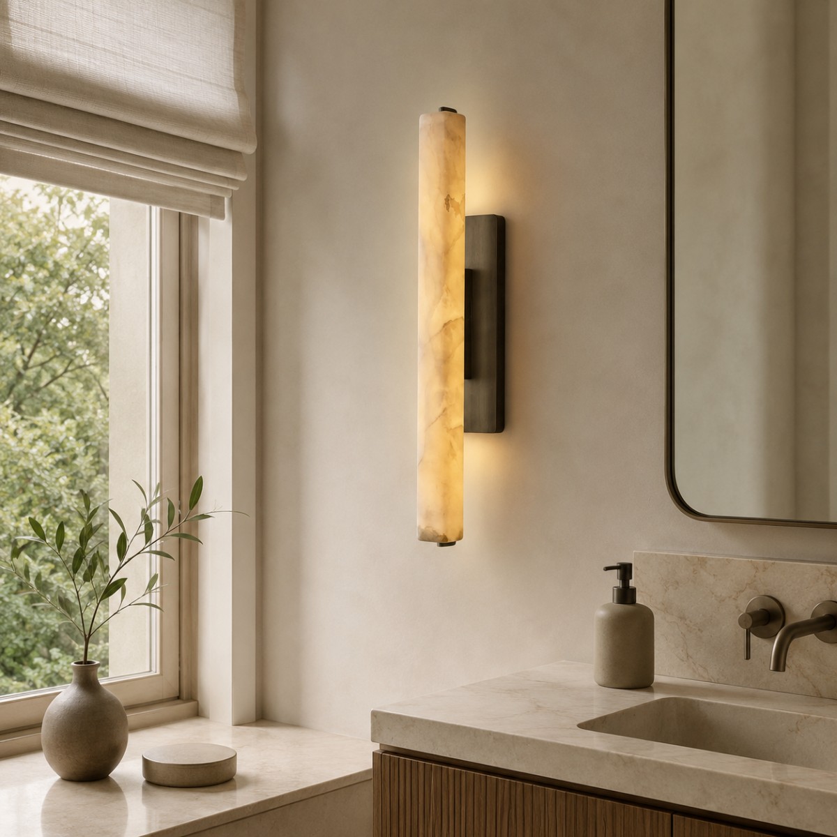 Aubrenor Modern Single Alabaster Sconce - XYlight