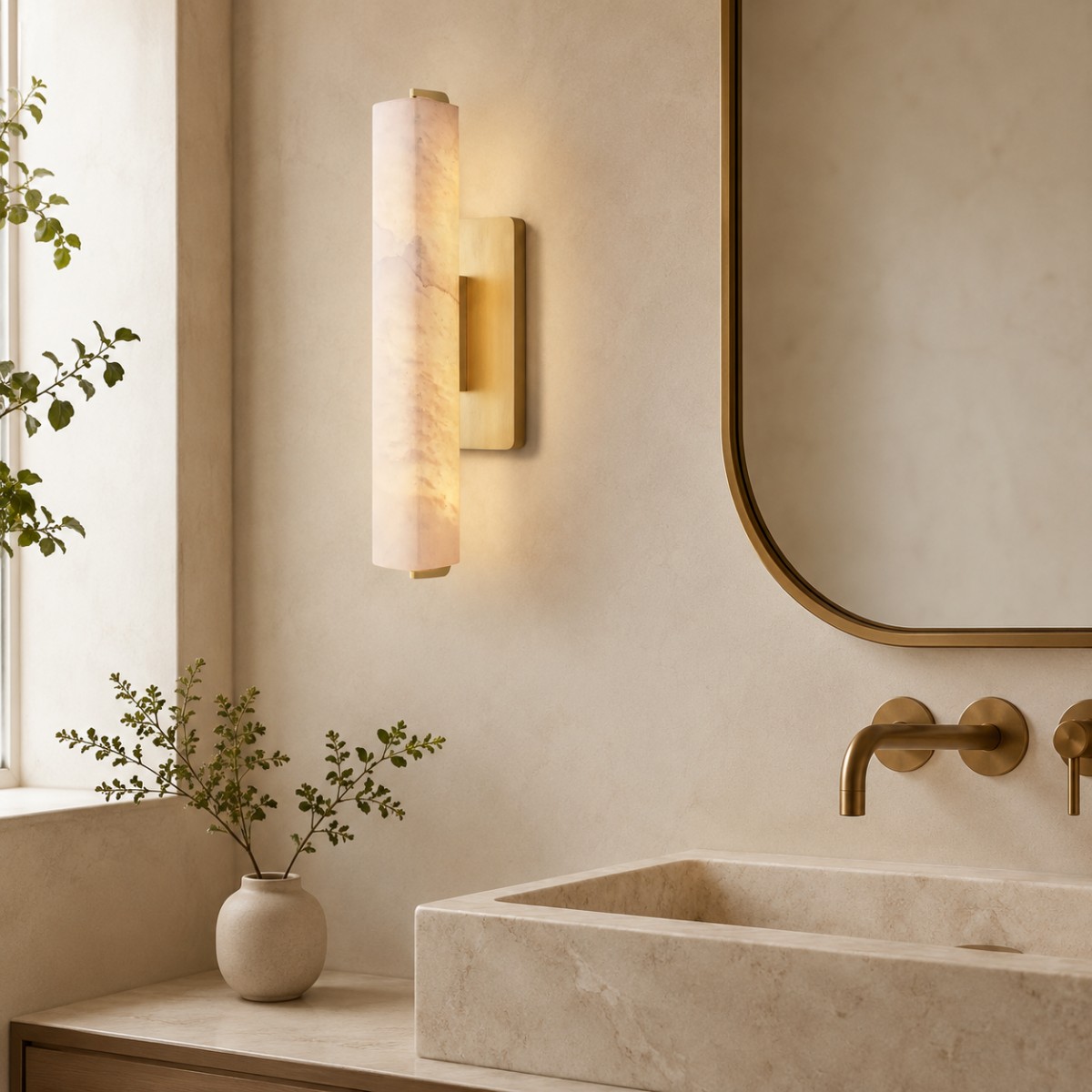 Aubrenor Modern Single Alabaster Sconce - XYlight