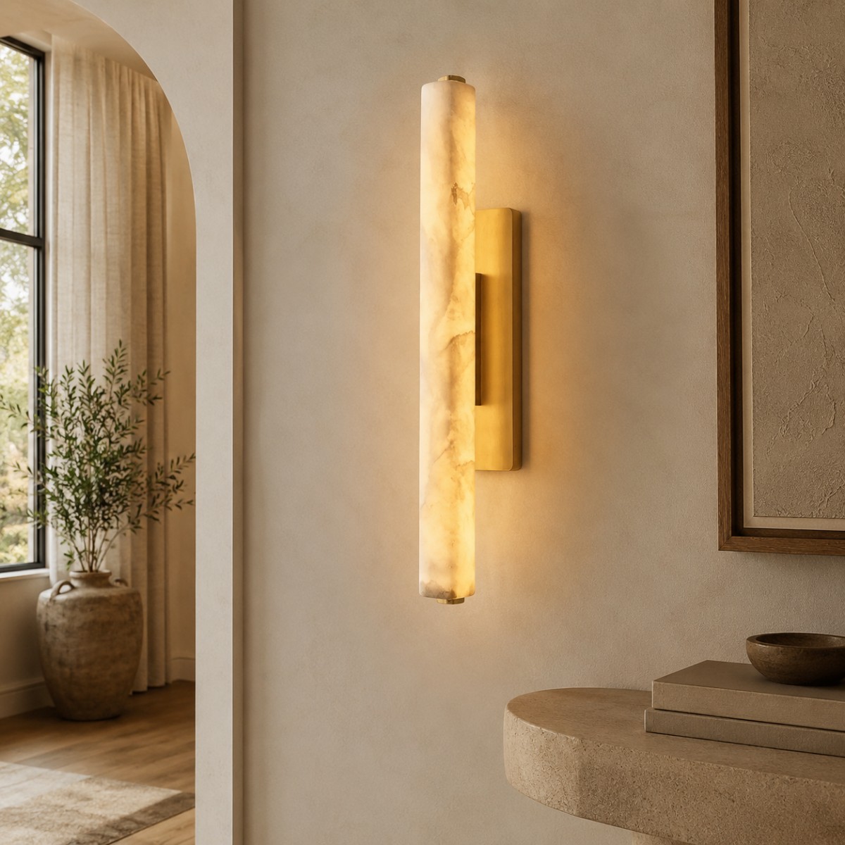 Aubrenor Modern Single Alabaster Sconce - XYlight
